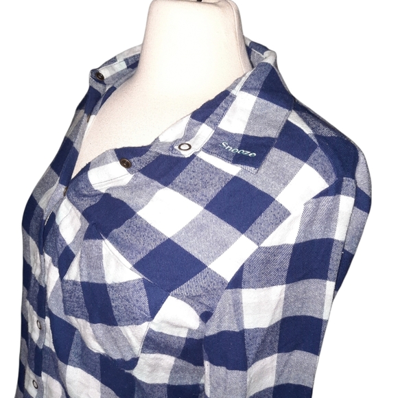 Make & Model S Button Down Plaid Shirt Woman Roll Tab Sleeve Flannel. Di… - Picture 2 of 5